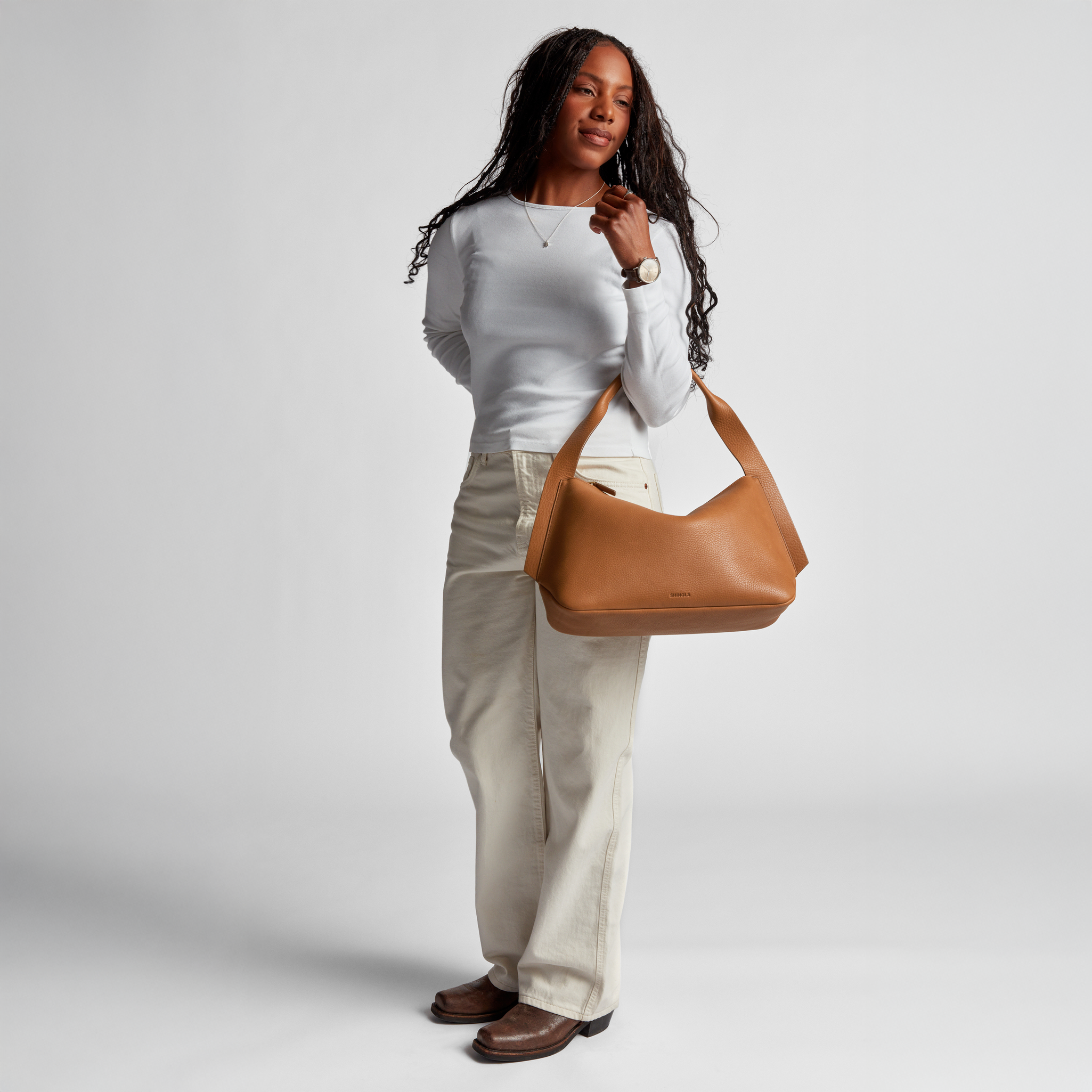 Medium Derby Shoulder Bag - Tan - Image 2
