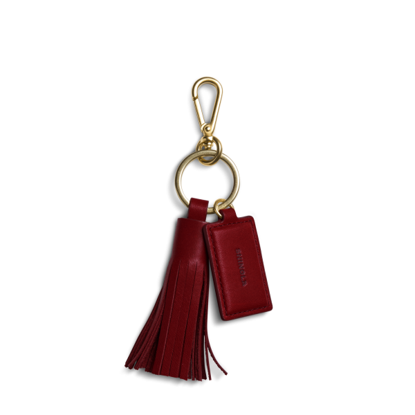 Leather Tassel Keychain - Ruby