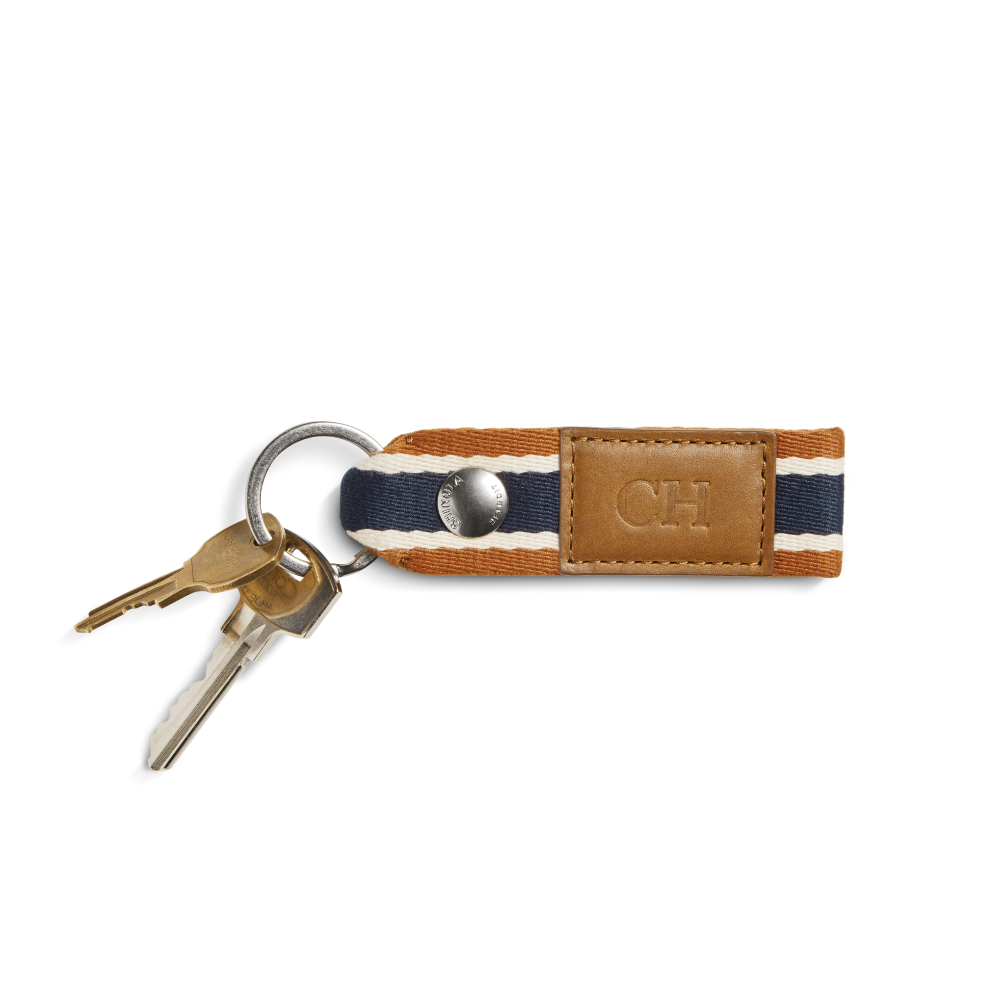 Webbing Keychain - Brand Stripe / Tan - Image 1