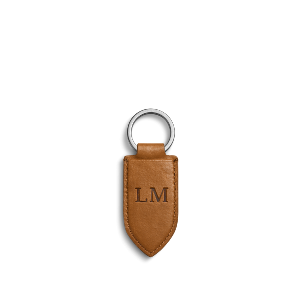 Leather Monogram Key Fob - Tan - Image 3