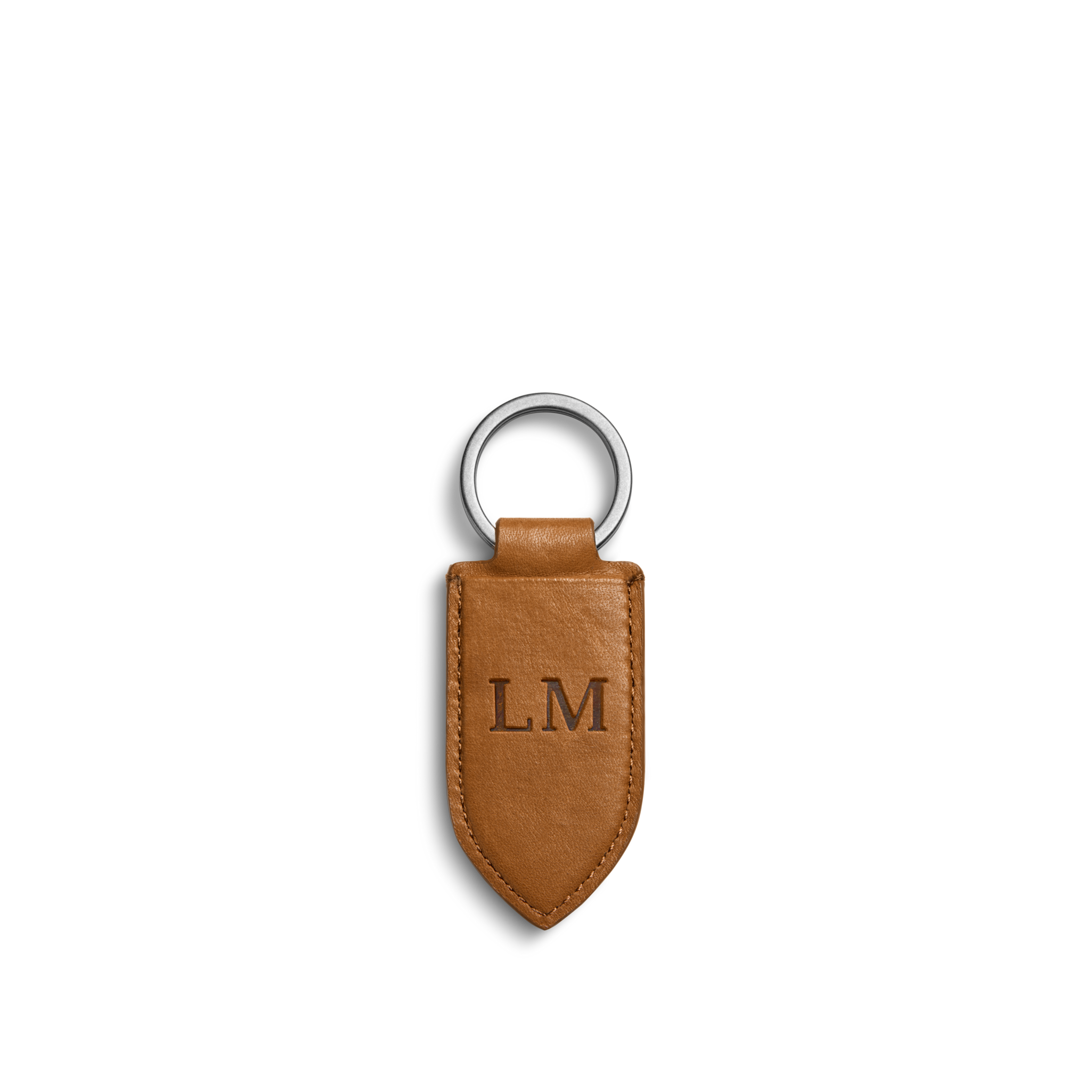 Leather Monogram Key Fob - Tan - Image 3