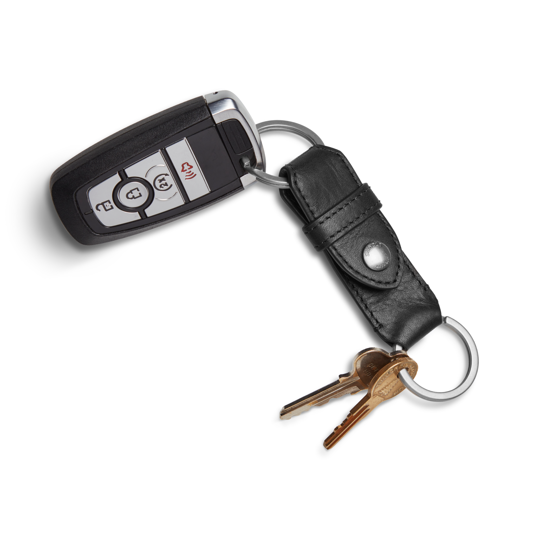 Leather Valet Key Fob - Black - Image 4