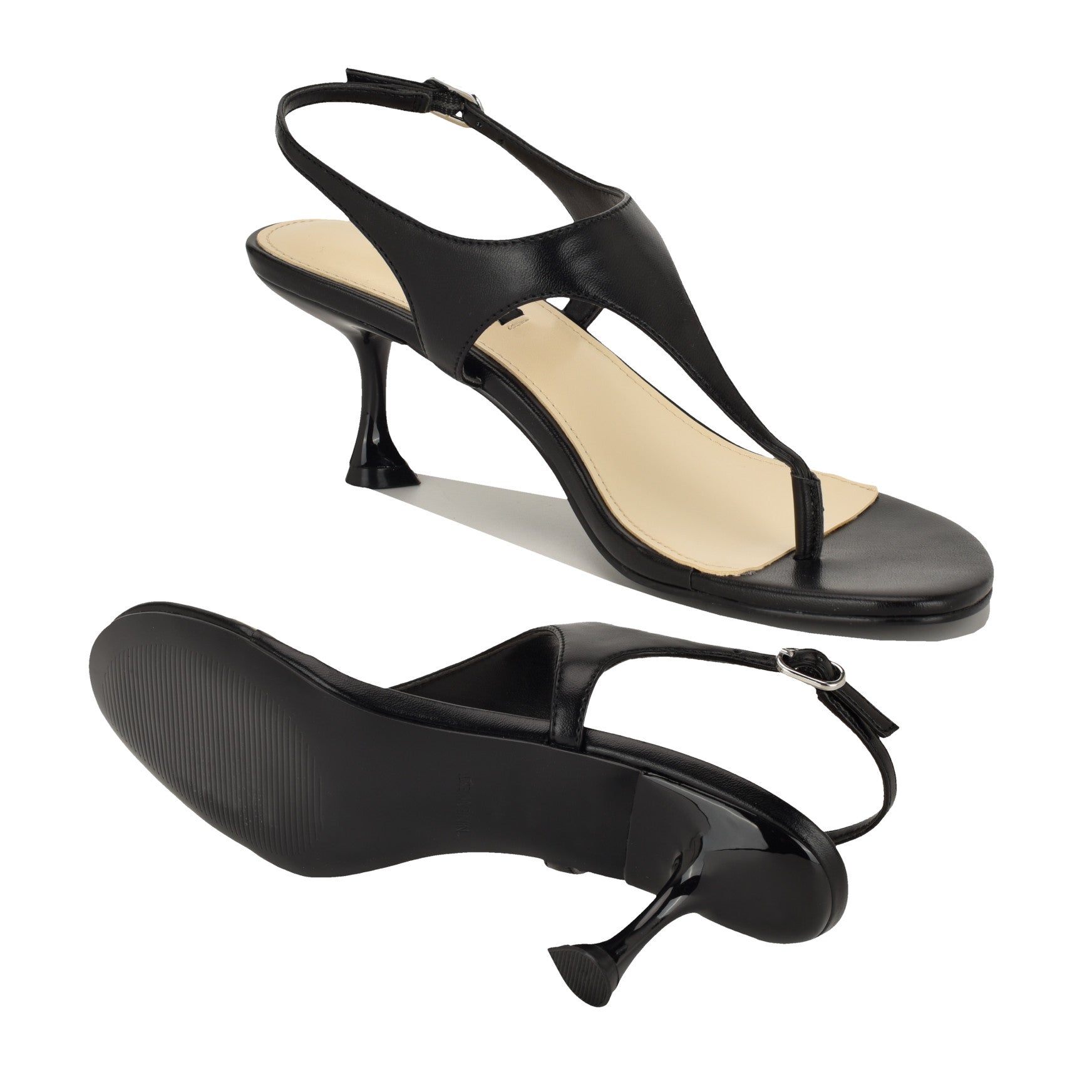 Noir Heeled Thong Sandals - Image 4
